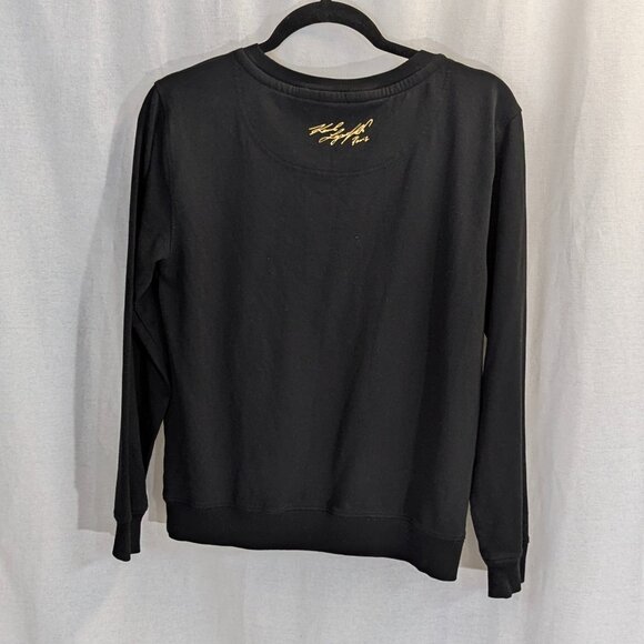 Karl Lagerfeld Paris Size Small Black Sweatshirt with Self Silhouette - Picture 6 of 15